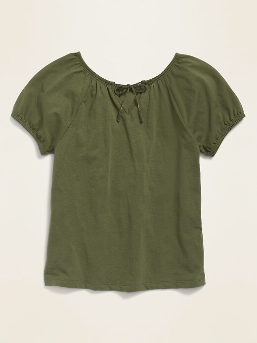View large product image 1 of 1. Tie-Neck Short-Sleeve Top for Girls