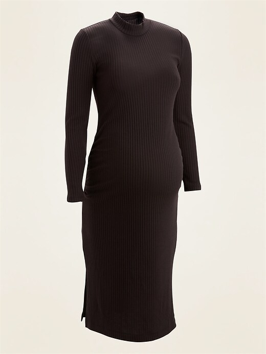 View large product image 1 of 1. Maternity Rib-Knit Mock-Neck Bodycon Dress