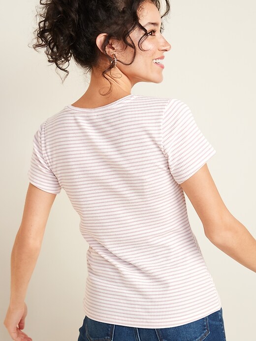 View large product image 2 of 3. Slim-Fit Striped Rib-Knit T-Shirt