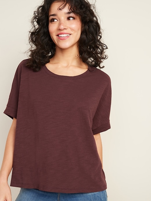 View large product image 1 of 2. Oversized Slub-Knit Weekend Tee for Women