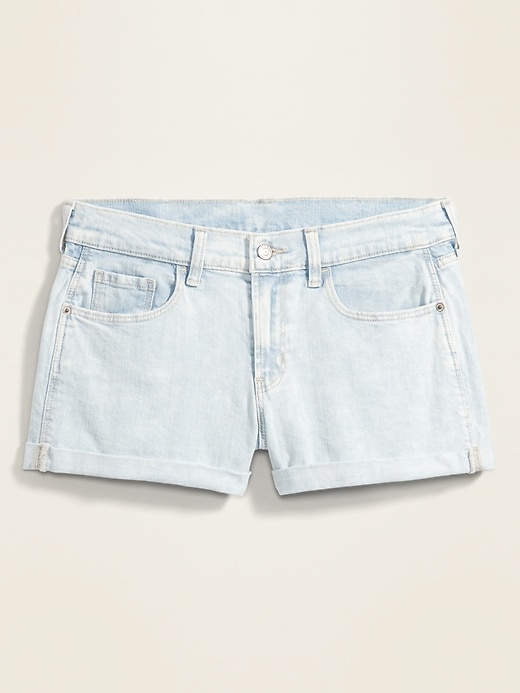 View large product image 1 of 1. Mid-Rise Boyfriend Light-Wash Jean Shorts for Women -- 3-inch inseam