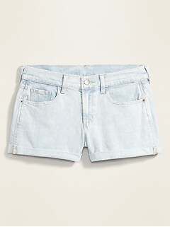 Mid-Rise Boyfriend Light-Wash Jean Shorts for Women -- 3-inch inseam