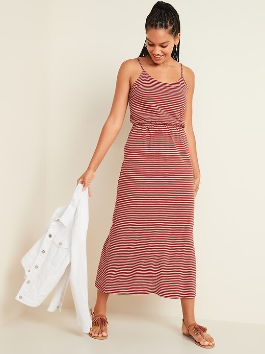 Waist-Defined Slub-Knit Cami Maxi Dress Old Navy