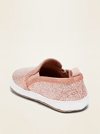 Voir une image plus grande du produit 3 de 4. Chaussures à enfiler scintillantes rose pour bébé
