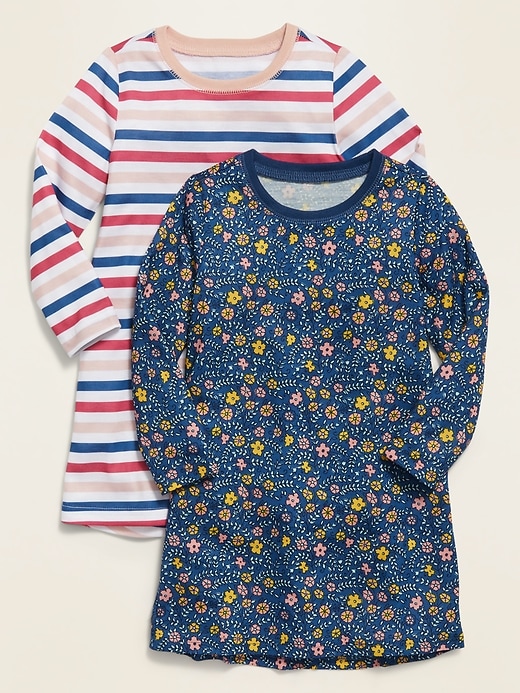 Voir une image plus grande du produit 1 de 1. Chemise de nuit en jersey à motifs (paquet de 2) pour toute-petite fille et bébé