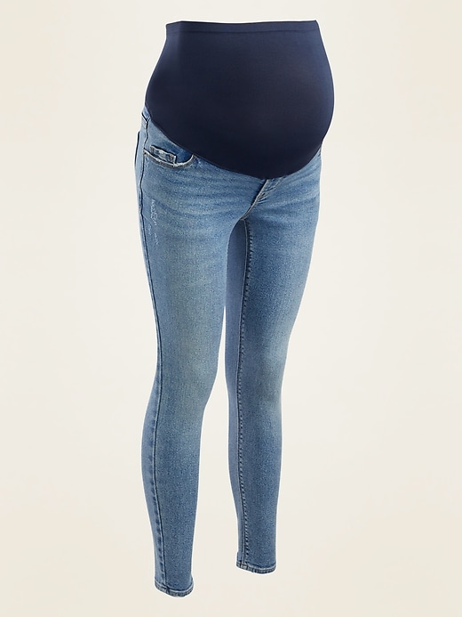 View large product image 1 of 1. Maternity Full-Panel Rockstar Super Skinny Jeans