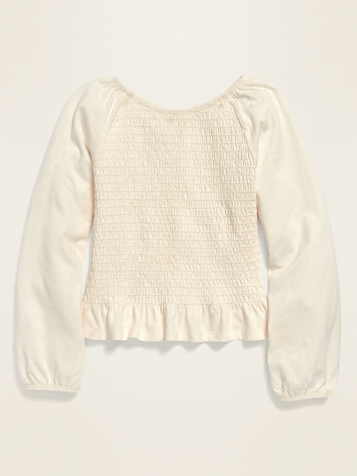 View large product image 1 of 1. Long-Sleeve Smocked Top for Girls