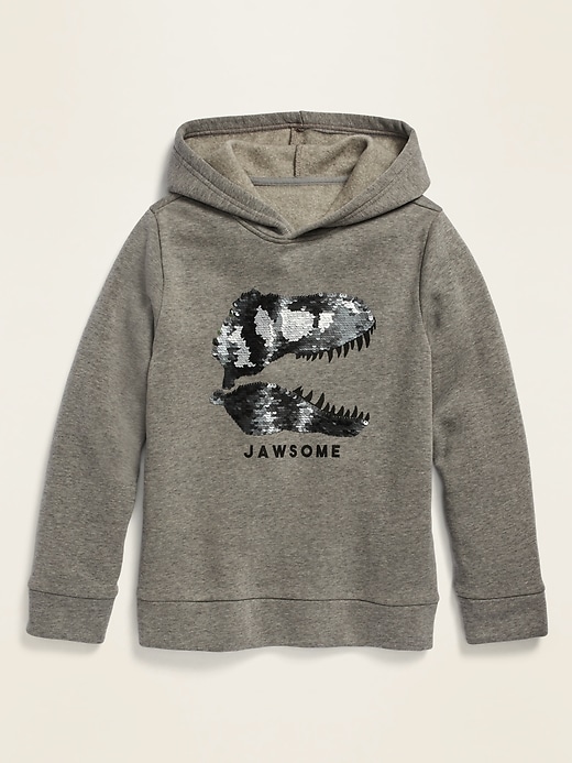 View large product image 1 of 1. Flip-Sequin "Jawsome" Graphic Pullover Hoodie For Boys