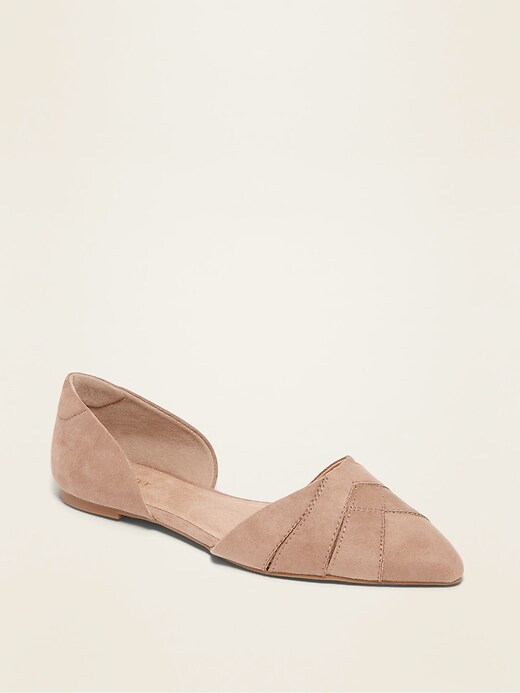 View large product image 1 of 1. Faux-Suede Woven D'Orsay Flat Shoes