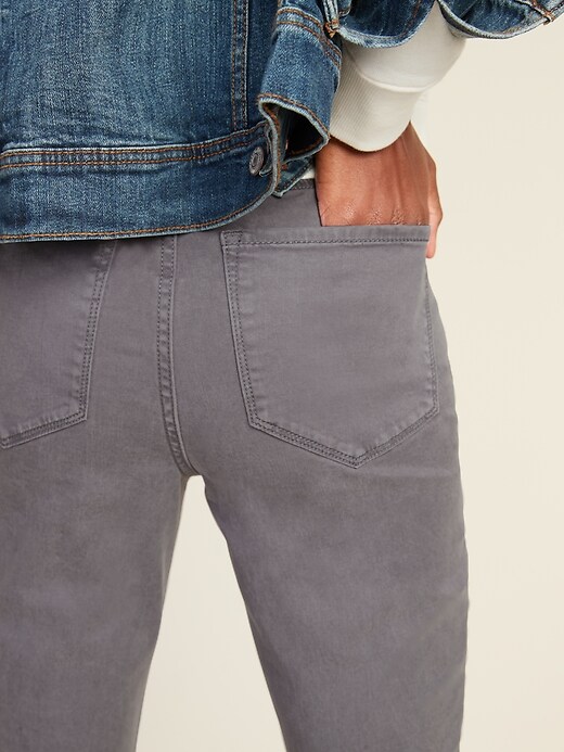 Image number 4 showing, High-Waisted Gray Sateen Rockstar Super Skinny Jeans for Women