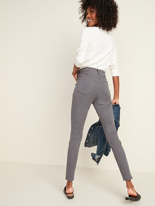Image number 2 showing, High-Waisted Gray Sateen Rockstar Super Skinny Jeans for Women