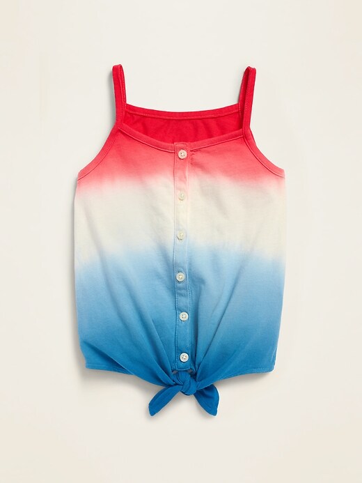 View large product image 1 of 1. Button-Front Tie-Hem Tank Top for Toddler Girls