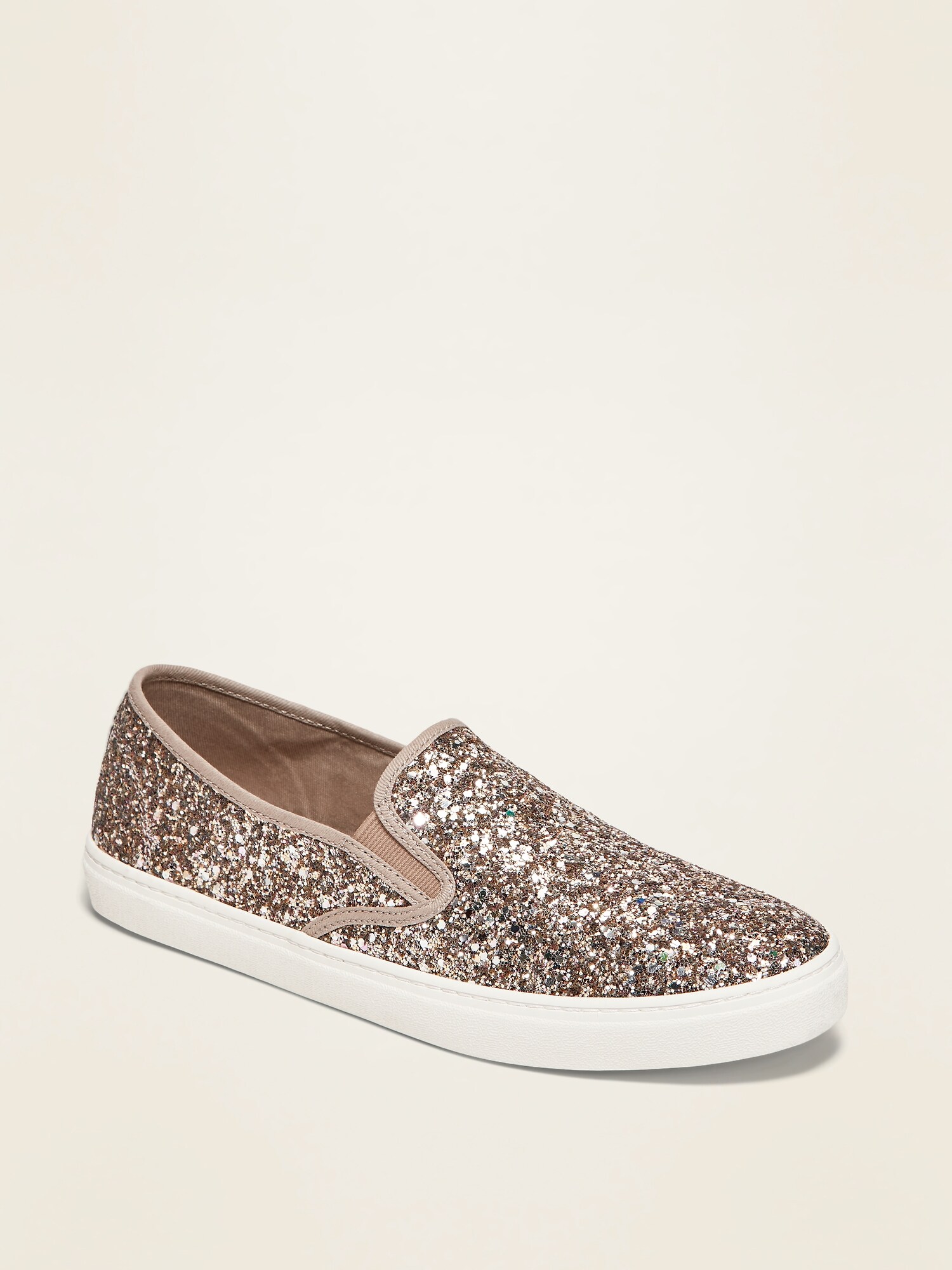 Gold glitter slip on sneakers on sale