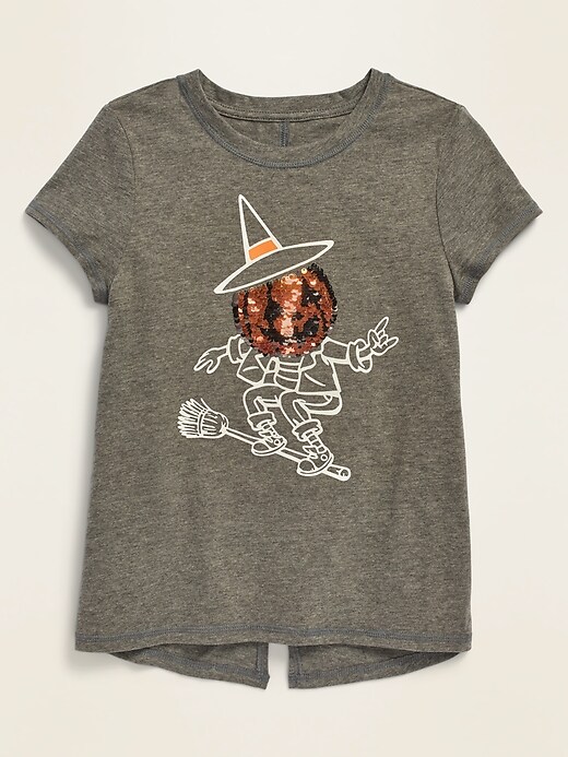 View large product image 1 of 2. Halloween-Graphic Split-Back Tee for Girls