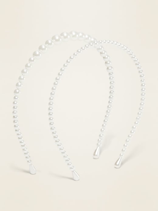 View large product image 2 of 3. Faux-Pearl Headbands 2-Pack for Women