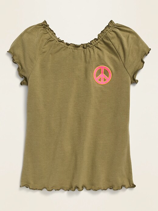 View large product image 1 of 1. Graphic Lettuce-Edge Jersey Top for Girls