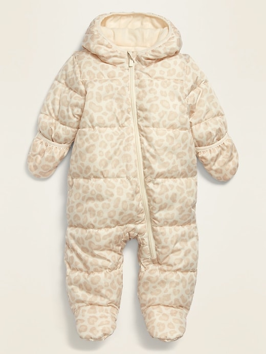 View large product image 1 of 1. Unisex Leopard-Print Water-Resistant Snowsuit for Baby