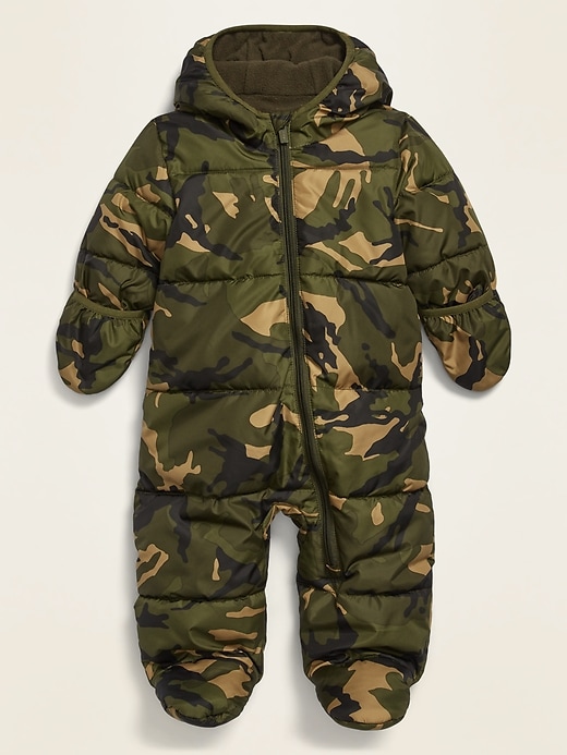 View large product image 1 of 1. Unisex Camo-Print Quilted Water-Resistant Snowsuit for Baby