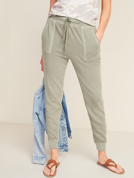 View large product image 1 of 3. High-Waisted Garment-Dyed Street Jogger Pants