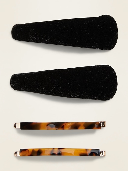 View large product image 1 of 1. Fabric/Plastic Hair Clips 4-Pack for Women