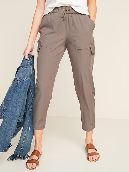 View large product image 1 of 2. High-Waisted StretchTech Cargo Ankle Pants