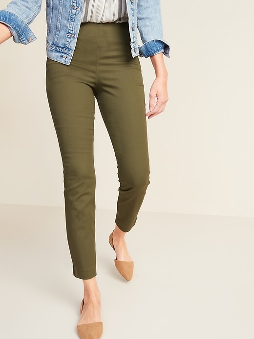 View large product image 1 of 3. High-Waisted Twill Super Skinny Ankle Pants for Women
