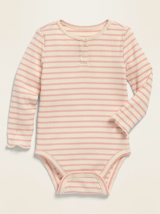 Voir une image plus grande du produit 1 de 1. Cache-couche henley à manches longues en tricot côtelé pour bébé
