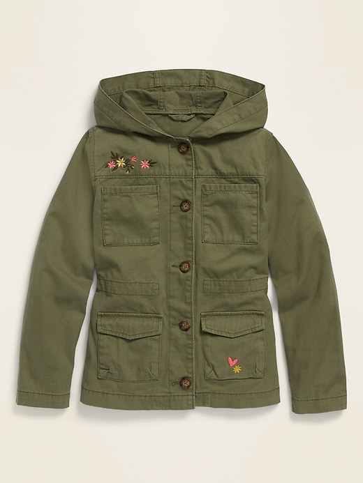 View large product image 1 of 1. Hooded Twill Utility Jacket for Girls