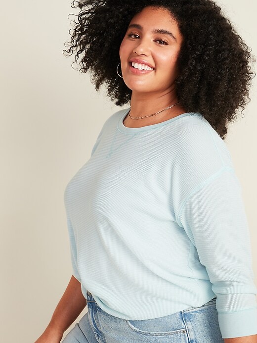 View large product image 1 of 2. Thermal-Knit Plus-Size 3/4-Sleeve Tee