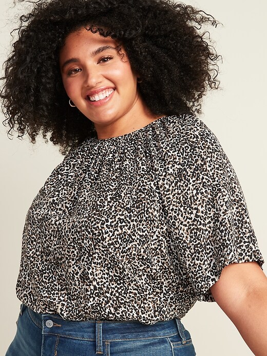 View large product image 1 of 3. Soft-Woven Plus-Size Short-Sleeve Blouse