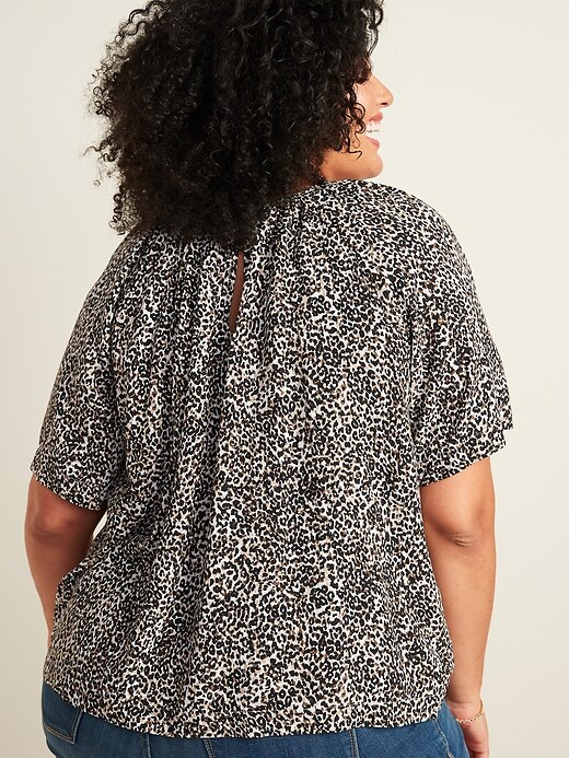 View large product image 2 of 3. Soft-Woven Plus-Size Short-Sleeve Blouse