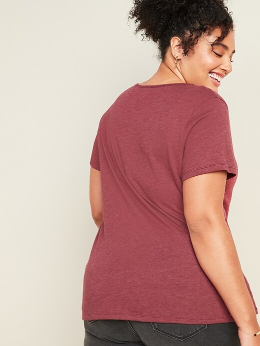 View large product image 2 of 3. Relaxed Scoop-Neck Jersey Plus-Size Henley Tee