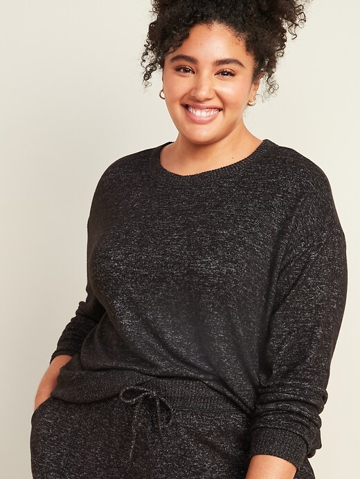 View large product image 1 of 3. Cozy Plush-Knit Plus-Size Pajama Top