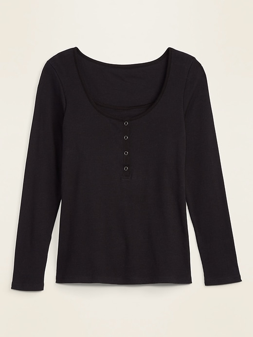 View large product image 1 of 1. Maternity Rib-Knit Nursing Henley Top