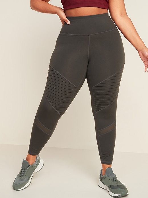View large product image 1 of 2. High-Waisted Elevate Moto Plus-Size 7/8-Length Leggings