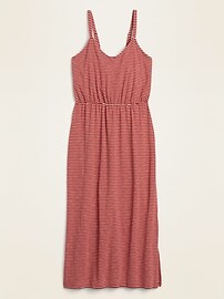 View large product image 3 of 3. Waist-Defined Striped Jersey Plus-Size Cami Maxi Dress
