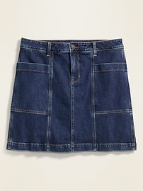 View large product image 3 of 3. High-Waisted Secret-Slim Pockets Utility Plus-Size Jean Skirt