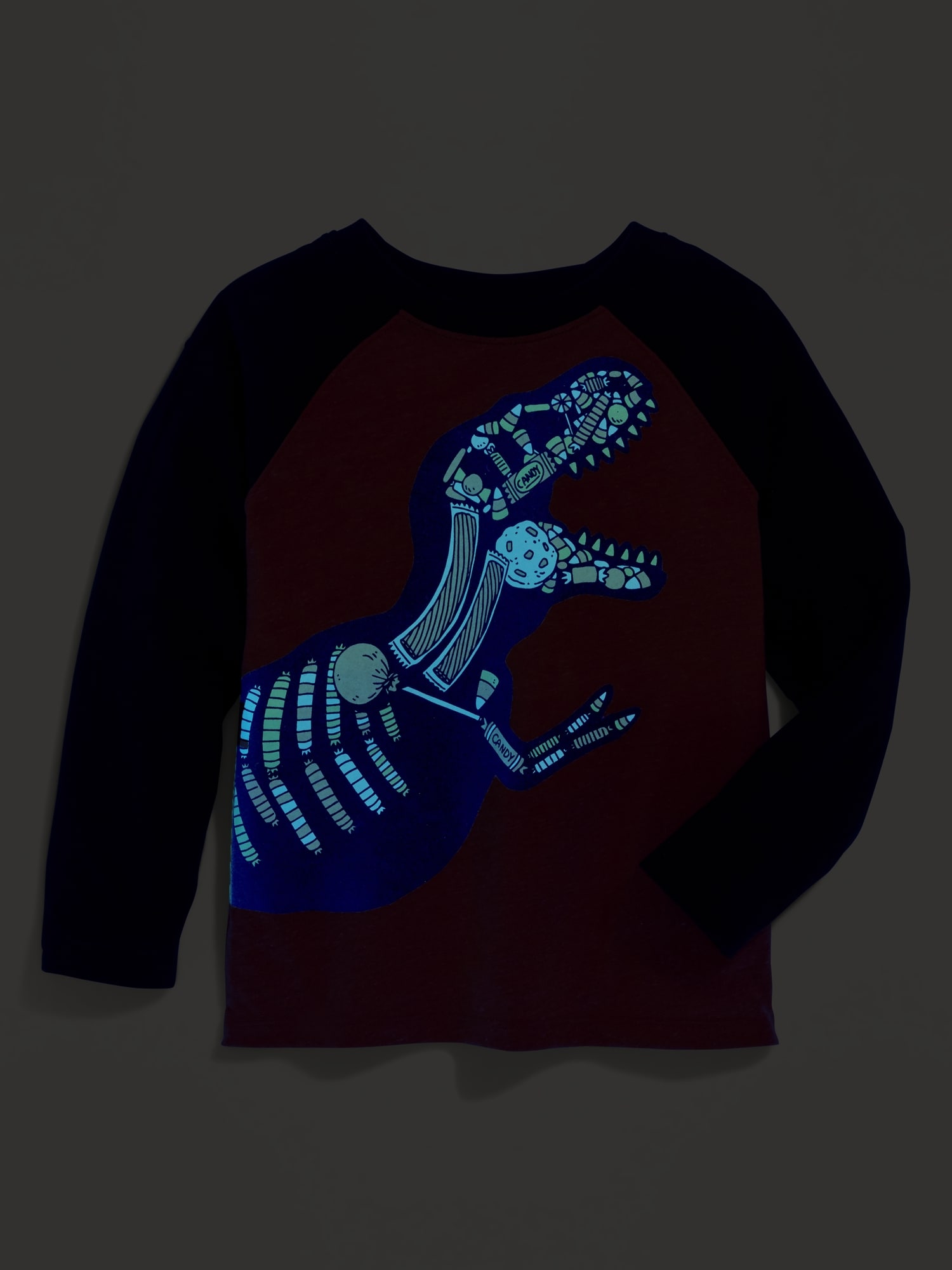 Kids dinosaur t-shirt that glow-in-the-dark. Glow Bro