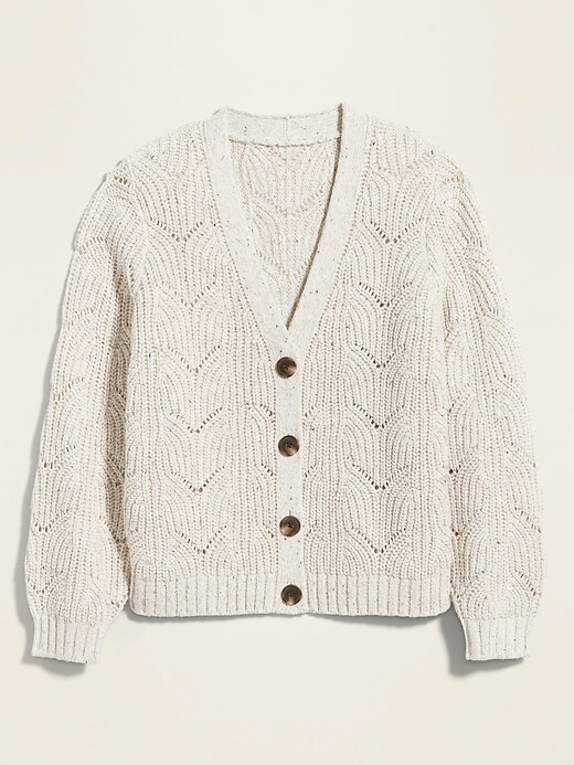 View large product image 2 of 2. Pointelle-Knit Button-Front Cardigan Sweater for Women