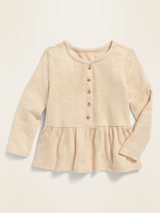 View large product image 1 of 1. Long-Sleeve Peplum-Hem Top for Toddler Girls