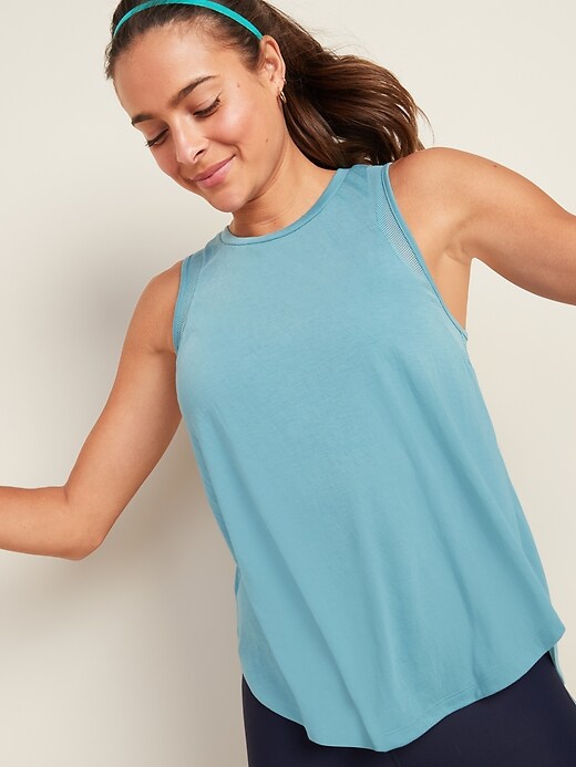 Voir une image plus grande du produit 1 de 1. Débardeur UltraLite en jersey à ourlet allongé au dos et garniture en maille pour femme