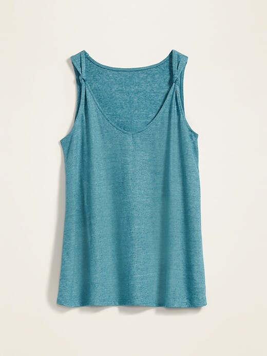 View large product image 1 of 1. Linen-Blend Jersey Knotted-Strap Tank Top for Women