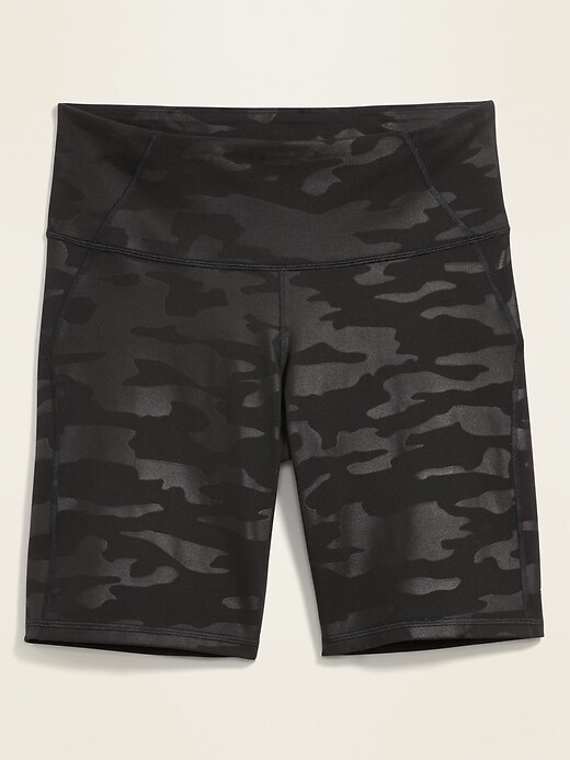 View large product image 1 of 1. High-Waisted Patterned Plus-Size Compression Biker Shorts -- 10-inch inseam