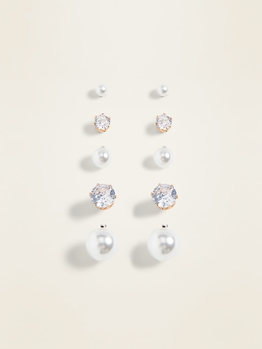 View large product image 1 of 1. Gold-Toned Stud Earrings 5-Pack For Women
