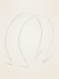Voir une image plus grande du produit 3 de 3. Bandeaux à fausses perles pour femme (paquet de 2)