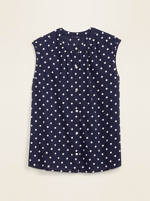 View large product image 1 of 1. Sleeveless Button-Front Cocoon Top for Women
