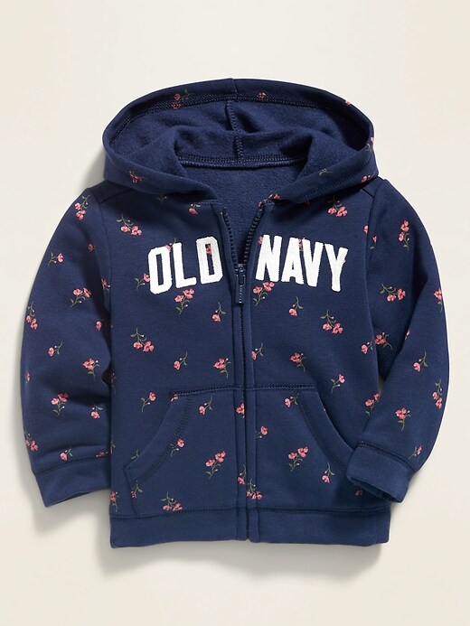 View large product image 1 of 2. Unisex Logo-Graphic Floral Zip Hoodie for Baby