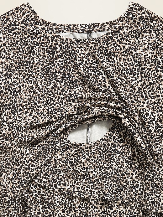 View large product image 2 of 3. Maternity Cheetah-Print Jersey-Knit Nursing Dress