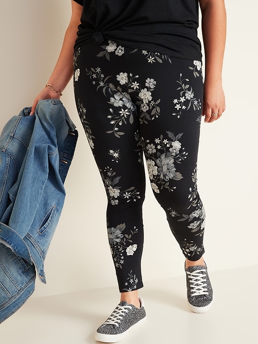 View large product image 1 of 3. High-Waisted Printed Jersey Plus-Size Leggings