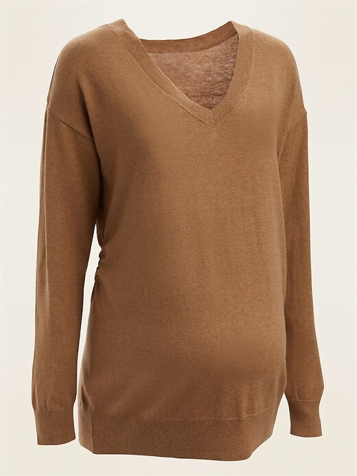 View large product image 1 of 1. Maternity Fitted V-Neck Sweater
